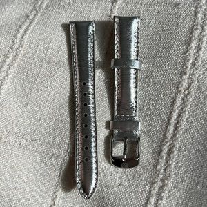 New Michele silver leather 16mm strap